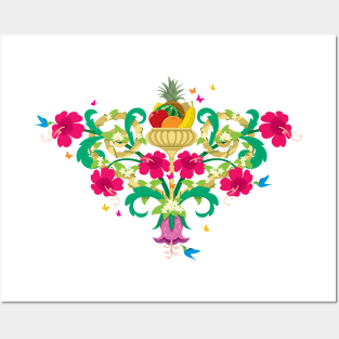 Tropical Floral Ornament Posters and Art